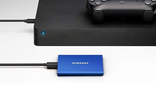 SAMSUNG T7 1TB, Portable SSD, bis zu 1050MB/s, USB 3.2 Gen2, Gaming, Studenten & Profis, Externes Solid State Drive (MU-PC1T0H/AM), Blau