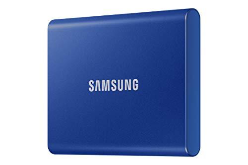 SAMSUNG T7 1TB, Portable SSD, bis zu 1050MB/s, USB 3.2 Gen2, Gaming, Studenten & Profis, Externes Solid State Drive (MU-PC1T0H/AM), Blau