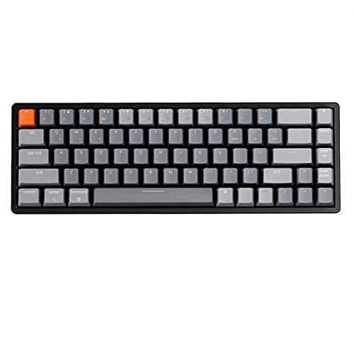 Keychron K6 68-klawiszowa, przewodowa klawiatura mechaniczna do gier z Bluetooth/USB, kompaktowy układ 65%, podświetlenie LED RGB, klawisze N-Key, aluminiowa ramka do Mac Windows, przełącznik Gateron G Pro Brown