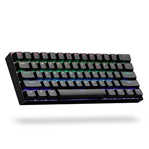 ANNE PRO 2, 60% Teclado mecánico con cable/inalámbrico (Interruptor marrón Gateron/Caja negra) - Teclas completas programables - Retroiluminación RGB real - Teclas de flecha de toque - Teclas de PBT de doble tiro - NKRO - Batería de 1900mAh