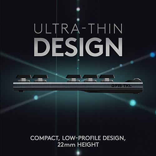 Logitech G915 TKL Tenkeyless Lightspeed Wireless RGB Mechanical Gaming Keyboard, niskoprofilowe przełączniki, LIGHTSYNC RGB, zaawansowana obsługa sieci bezprzewodowej i Bluetooth - Linear , czarny