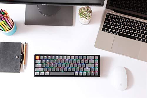 Keychron K6 68-klawiszowa, przewodowa klawiatura mechaniczna do gier z Bluetooth/USB, kompaktowy układ 65%, podświetlenie LED RGB, klawisze N-Key, aluminiowa ramka do Mac Windows, przełącznik Gateron G Pro Brown