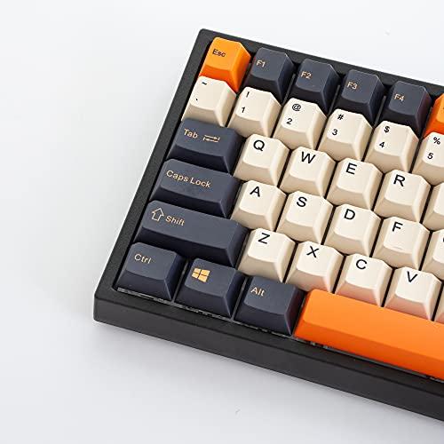 YUNZII KC84 Teclado mecánico con cable de 84 teclas intercambiables en caliente, con teclas de PBT con tintas, programable, RGB, NKRO, cable tipo C para Win/Mac/Gaming/ mecanografía (interruptor marrón gateron, carbono retro)