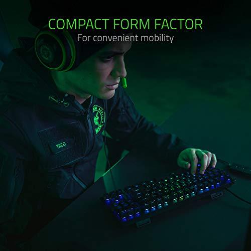 Razer Huntsman Tournament Edition TKL Tenkeyless Gaming Keyboard: Szybkie przełączniki klawiatury - liniowe przełączniki optyczne - oświetlenie Chroma RGB - nakładki na klawisze PBT - wbudowana pamięć - klasyczna czerń