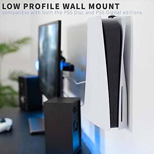 Soporte de pared de acero VIVO diseñado para la consola de juegos PS5, pantalla vertical para Playstation 5, diseño abierto, negro, MOUNT-PS5B