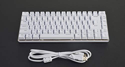 JUEGO FIRSTBLOOD ONLY. AK33 Geek Teclado Mecánico, Disposición de 82 Teclas, Interruptores Azules, Retroiluminación LED Azul, Teclado Portátil de Aluminio para Juegos con Cable Enchufable, para Juegos de Trabajo y Uso Diario, Blanco