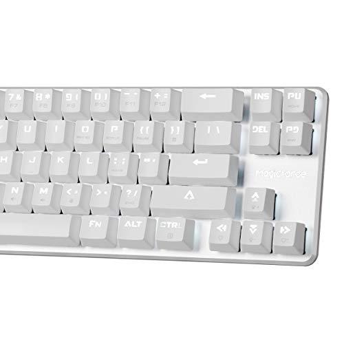 Clavier mécanique Clavier de jeu Cherry MX Silent Red Switch Wired Backlit Mechanical Mini Design (60%) 68 touches Clavier blanc Magicforce by Qisan