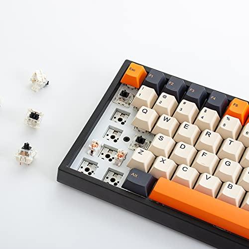 YUNZII KC84 Teclado mecánico con cable de 84 teclas intercambiables en caliente, con teclas de PBT con tintas, programable, RGB, NKRO, cable tipo C para Win/Mac/Gaming/ mecanografía (interruptor marrón gateron, carbono retro)