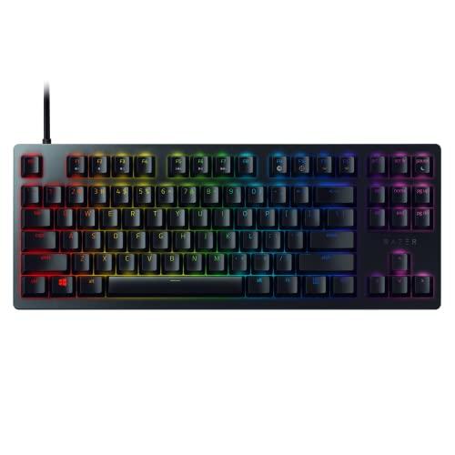 Razer Huntsman Tournament Edition TKL Tenkeyless Gaming Keyboard: Szybkie przełączniki klawiatury - liniowe przełączniki optyczne - oświetlenie Chroma RGB - nakładki na klawisze PBT - wbudowana pamięć - klasyczna czerń