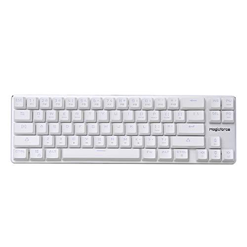 Clavier mécanique Clavier de jeu Cherry MX Silent Red Switch Wired Backlit Mechanical Mini Design (60%) 68 touches Clavier blanc Magicforce by Qisan