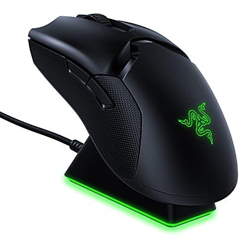 Ratón inalámbrico de juego ligero Razer Viper Ultimate Hyperspeed y base de carga RGB: El ratón de juego más rápido del mercado - Sensor óptico de 20.000 PPP - Iluminación por croma - 8 botones programables - Batería de 70 horas