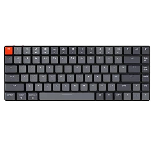 Keychron K3 wersja 2, 75% układ 84 klawiszy Ultracienka bezprzewodowa klawiatura mechaniczna Bluetooth/USB z białym podświetleniem, z możliwością wymiany na gorąco, niskoprofilowy przełącznik Keychron Optical Brown dla Mac Windows