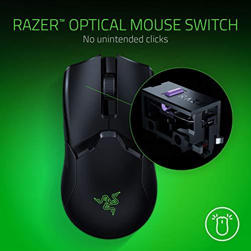 Ratón inalámbrico de juego ligero Razer Viper Ultimate Hyperspeed y base de carga RGB: El ratón de juego más rápido del mercado - Sensor óptico de 20.000 PPP - Iluminación por croma - 8 botones programables - Batería de 70 horas