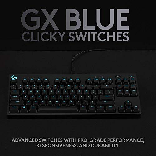Logitech G PRO Mechanical Gaming Keyboard, ultraprzenośna konstrukcja bez klawiszy, odłączany kabel Micro USB, 16,8 miliona kolorów podświetlenia LIGHTSYNC RGB (odnowiona)