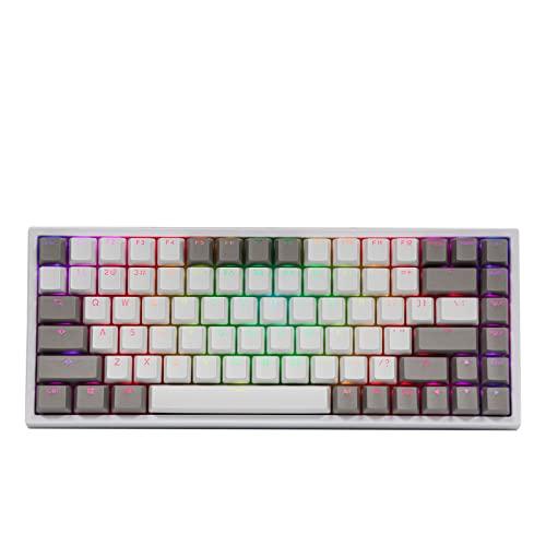 EPOMAKER EP84 Teclado mecánico para juegos con cable, 84 teclas RGB, con tapas de colorante PBT para Mac/Win/Gamers (interruptor marrón Gateron, gris blanco)