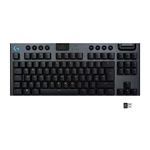 Logitech G915 TKL Tenkeyless Lightspeed Wireless RGB Mechanical Gaming Keyboard, przełączniki o niskim profilu, LIGHTSYNC RGB, zaawansowana obsługa łączności bezprzewodowej i Bluetooth - Clicky, czarna