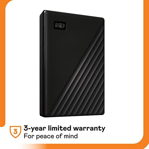 WD 5TB My Passport Portable External Hard Drive com software de backup e proteção por senha, Preto - WDBPKJ0050BBK-WESN