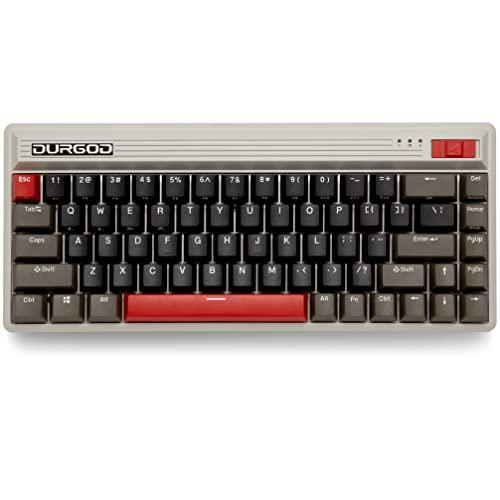 Durgod Fusion Mechanical Retro Keyboard | 65% Layout | Wireless 2.4 GHz, Bluetooth 5.0, USB C | Duplo PBT | Até 40 dias de vida útil da bateria | Windows, Android, iOS (Cherry MX Brown, Steam)