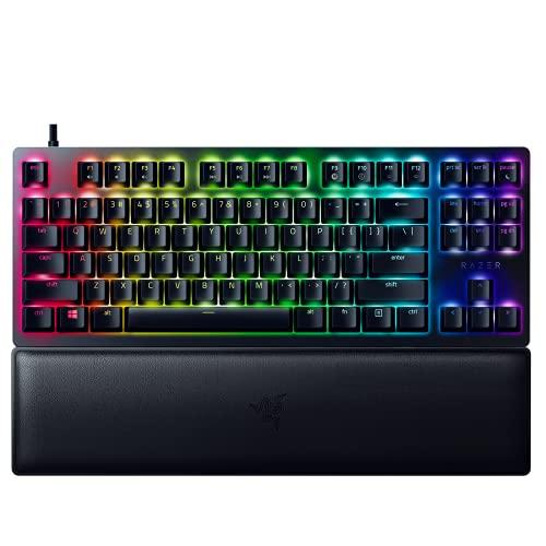 Clavier de jeu sans clé Razer Huntsman V2 TKL : Commutateurs optiques linéaires Gen2 les plus rapides avec amortisseurs de bruit et fréquence d'interrogation de 8000 Hz - Câble TypeC détachable - Capuchons de touches PBT à double frappe - Repose-poignets ergonomique