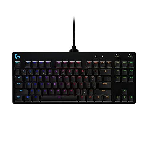 Logitech G PRO Mechanical Gaming Keyboard, ultraprzenośna konstrukcja bez klawiszy, odłączany kabel Micro USB, 16,8 miliona kolorów podświetlenia LIGHTSYNC RGB (odnowiona)