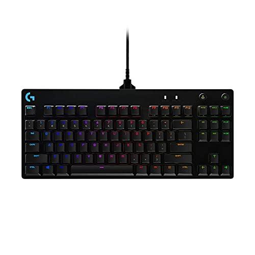 Logitech G PRO Mechanische Gaming-Tastatur, ultra-tragbares Tenkeyless-Design, abnehmbares Micro-USB-Kabel, LIGHTSYNC RGB-Tasten mit 16,8 Millionen Farben und Hintergrundbeleuchtung (erneuert)