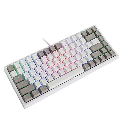 EPOMAKER EP84 Teclado mecánico para juegos con cable, 84 teclas RGB, con tapas de colorante PBT para Mac/Win/Gamers (interruptor marrón Gateron, gris blanco)