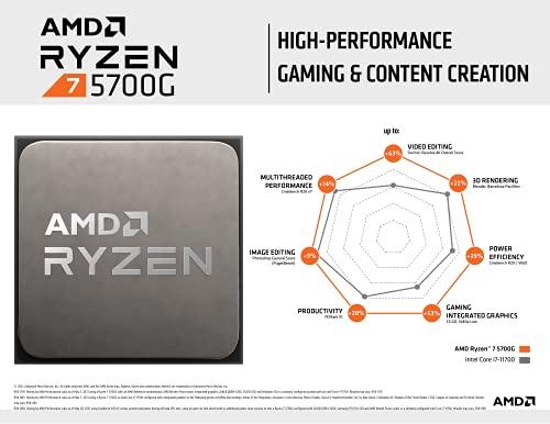 AMD Ryzen 7 5700G 8-kärnig, 16-trådig olåst skrivbordsprocessor med Radeon Graphics