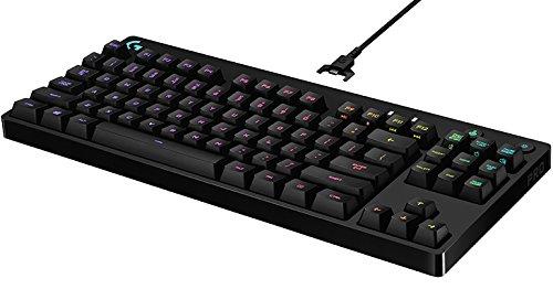 logitech Pro Mechanical Gaming Keyboard, 16,8 miliona kolorów podświetlanych klawiszy RGB, ultraprzenośna konstrukcja, odłączany kabel Micro USB