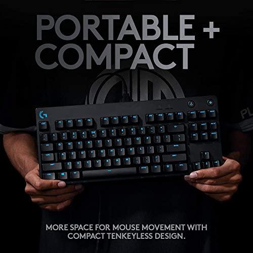 Clavier de jeu mécanique Logitech G PRO, conception sans clé ultra portable, câble Micro USB détachable, touches rétroéclairées RVB LIGHTSYNC 16,8 millions de couleurs (Renouvelé)