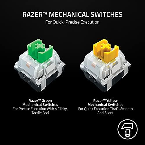 Razer BlackWidow V3 Mini HyperSpeed 65% Wireless Mechanical Gaming Keyboard: Technologia bezprzewodowa HyperSpeed - Żółte przełączniki mechaniczne - Liniowa i cicha - Nakładki klawiszy ABS Doubleshot - 200 godzin pracy na baterii
