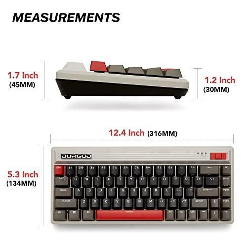 Durgod Fusion Mechanical Retro Keyboard | 65% Layout | Wireless 2.4 GHz, Bluetooth 5.0, USB C | Duplo PBT | Até 40 dias de vida útil da bateria | Windows, Android, iOS (Cherry MX Brown, Steam)
