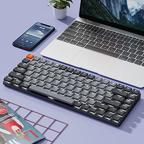 Keychron K3 wersja 2, 75% układ 84 klawiszy Ultracienka bezprzewodowa klawiatura mechaniczna Bluetooth/USB z białym podświetleniem, z możliwością wymiany na gorąco, niskoprofilowy przełącznik Keychron Optical Brown dla Mac Windows