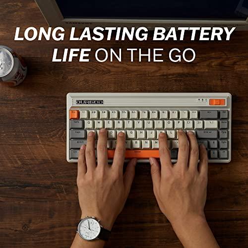 Durgod Fusion Mechanical Retro Keyboard | 65% Layout | Wireless 2.4 GHz, Bluetooth 5.0, USB C | Duplo PBT | Até 40 dias de vida útil da bateria | Windows, Android, iOS (Cherry MX Brown, Steam)