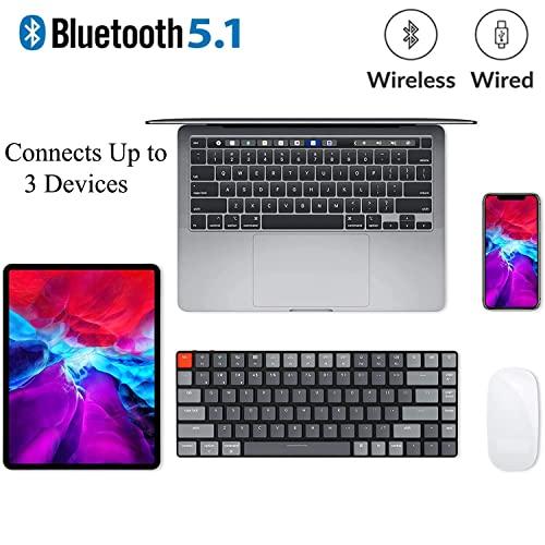 Keychron K3 wersja 2, 75% układ 84 klawiszy Ultracienka bezprzewodowa klawiatura mechaniczna Bluetooth/USB z białym podświetleniem, z możliwością wymiany na gorąco, niskoprofilowy przełącznik Keychron Optical Brown dla Mac Windows