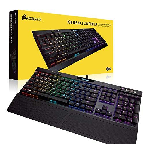 Corsair K70 RGB MK.2 niskoprofilowa mechaniczna klawiatura do gier - liniowa i cicha, podświetlana diodami RGB, Cherry MX Low Profile Red