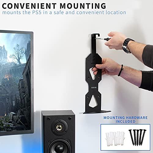 Soporte de pared de acero VIVO diseñado para la consola de juegos PS5, pantalla vertical para Playstation 5, diseño abierto, negro, MOUNT-PS5B