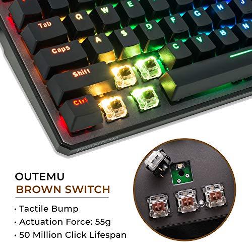 Clavier mécanique Tecware Phantom 87, led RGB, interrupteur Outemu Brown