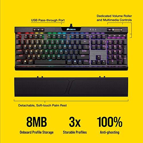 Corsair K70 RGB MK.2 niskoprofilowa mechaniczna klawiatura do gier - liniowa i cicha, podświetlana diodami RGB, Cherry MX Low Profile Red