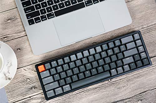 Keychron K6 68-klawiszowa, przewodowa klawiatura mechaniczna do gier z Bluetooth/USB, kompaktowy układ 65%, podświetlenie LED RGB, klawisze N-Key, aluminiowa ramka do Mac Windows, przełącznik Gateron G Pro Brown
