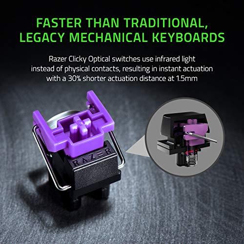 Clavier de jeu Razer Huntsman Mini 60% : Commutateurs rapides du clavier - Commutateurs optiques Clicky - Éclairage Chroma RGB - Capuchons de touches PBT - Mémoire embarquée - Noir classique