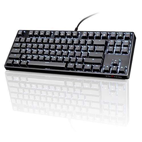 VELOCIFIRE TKL Teclado Mecânico, 87 Teclas Ergonômicas TKL02 Teclado Mecânico com Chave Marrom com fio, com retroiluminação LED branca para Copywriters, Datilógrafos e Programadores