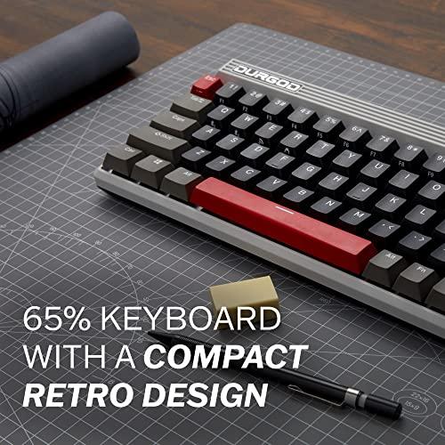 Durgod Fusion Mechanical Retro Keyboard | 65% Layout | Wireless 2.4 GHz, Bluetooth 5.0, USB C | Duplo PBT | Até 40 dias de vida útil da bateria | Windows, Android, iOS (Cherry MX Brown, Steam)