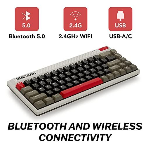 Durgod Fusion Mechanical Retro Keyboard | 65% Layout | Wireless 2.4 GHz, Bluetooth 5.0, USB C | Duplo PBT | Até 40 dias de vida útil da bateria | Windows, Android, iOS (Cherry MX Brown, Steam)