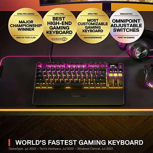 SteelSeries Apex Pro TKL Teclado mecánico para juegos - Los interruptores mecánicos más rápidos del mundo - Pantalla inteligente OLED - Factor de forma compacto - Retroiluminación RGB