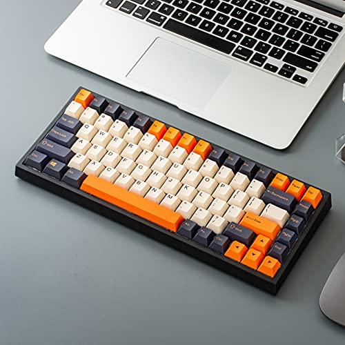 YUNZII KC84 Teclado mecánico con cable de 84 teclas intercambiables en caliente, con teclas de PBT con tintas, programable, RGB, NKRO, cable tipo C para Win/Mac/Gaming/ mecanografía (interruptor marrón gateron, carbono retro)