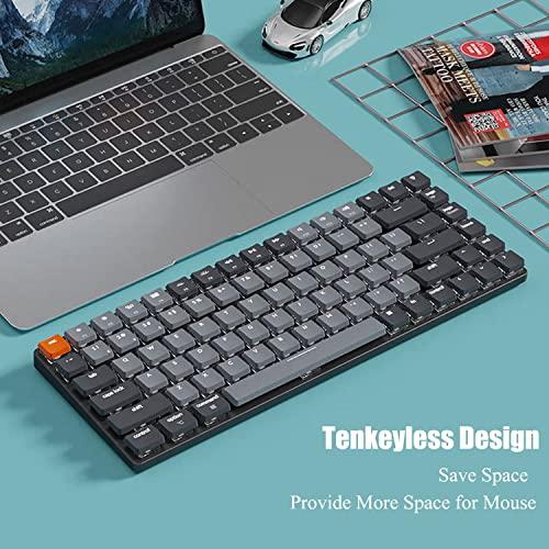 Keychron K3 wersja 2, 75% układ 84 klawiszy Ultracienka bezprzewodowa klawiatura mechaniczna Bluetooth/USB z białym podświetleniem, z możliwością wymiany na gorąco, niskoprofilowy przełącznik Keychron Optical Brown dla Mac Windows