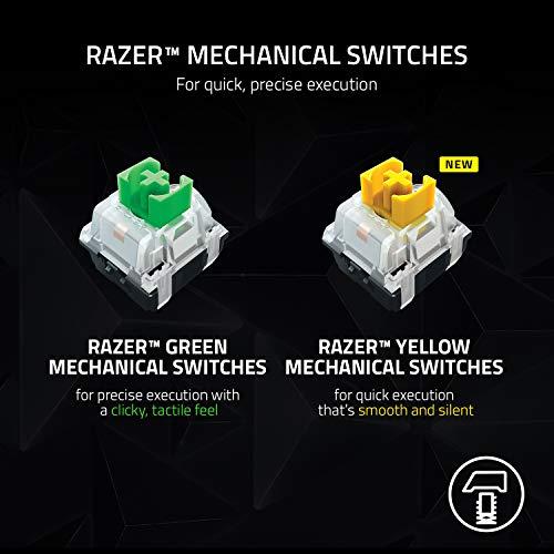 Razer BlackWidow V3 Pro Mechanical Wireless Gaming Keyboard: Żółte przełączniki mechaniczne - liniowe i ciche - podświetlenie RGB Chroma - nakładki na klawisze ABS Doubleshot - przezroczysta obudowa przełączników - Bluetooth 2.4GHz
