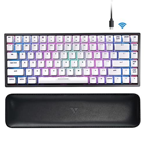 Vissles Bezprzewodowa, mechaniczna klawiatura do gier z możliwością wymiany nadgarstków, kompaktowa, 84 klawisze, bez klawiszy, z dynamicznym podświetleniem RGB, dla Mac Windows, z nakładkami PBT i przełącznikiem liniowym V2