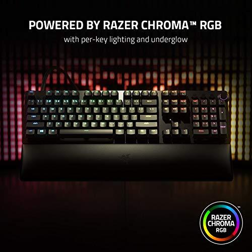 Clavier de jeu analogique Razer Huntsman V2 : Commutateurs optiques analogiques Razer - Éclairage Chroma RGB - Repose-poignets en peluche magnétique - Touches média et cadran dédiés - Noir classique