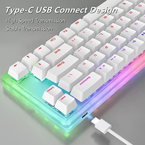 Womier K66 60% Mechanische Tastatur, Hot Swappable Tyce-C Wired RGB Backlit Gateron Switch 60% Mechanische Tastatur für PC PS4 Xbox (Blue Switch,White)